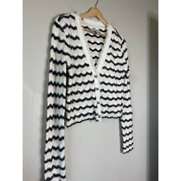 NEW Derek Lam 10 Crosby Noé Scalloped V-Neckline Cardigan Multi Color Size: XS - Picture 3 of 7